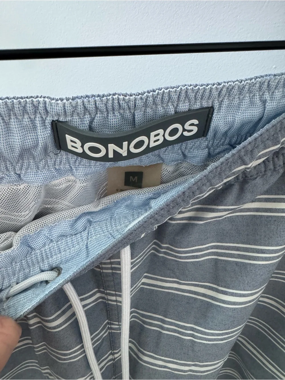 Bonobos Gray and White Striped Swim Trunks